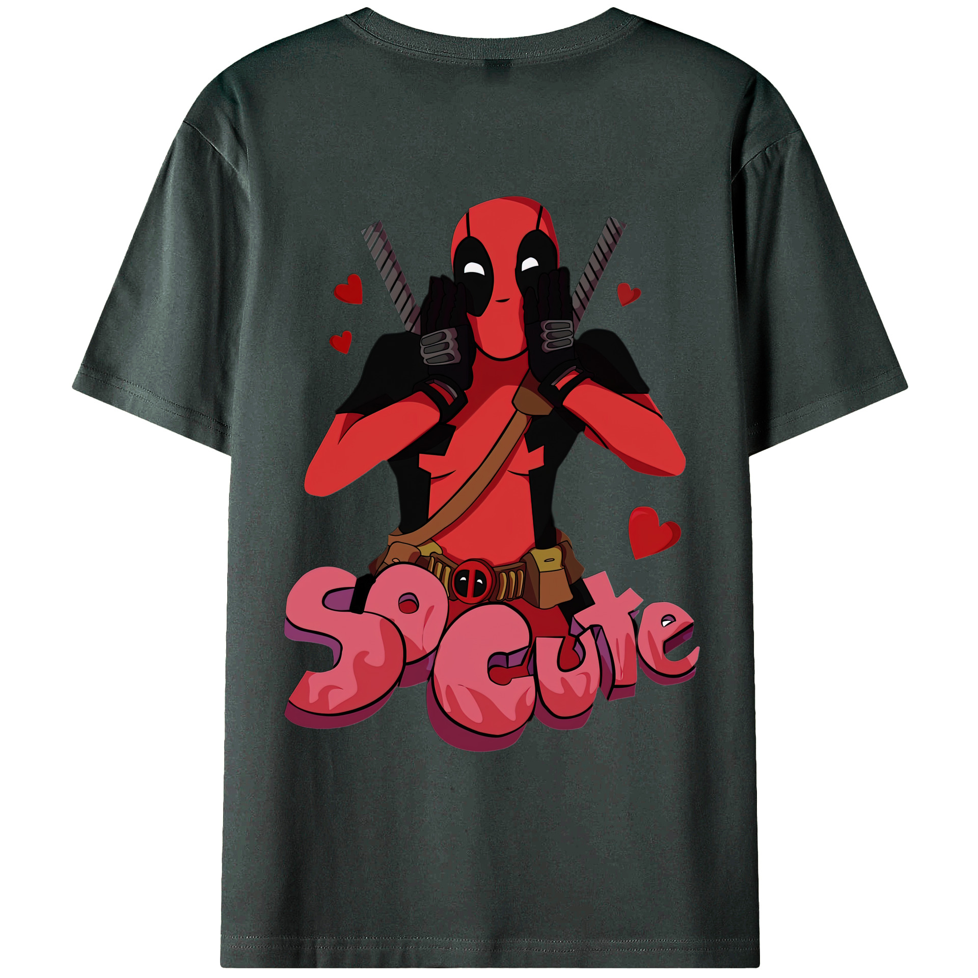 （画像用） Deadpool デッドプール 綿100％ メンズ半袖Tシャツ（バックプリント） 通気性